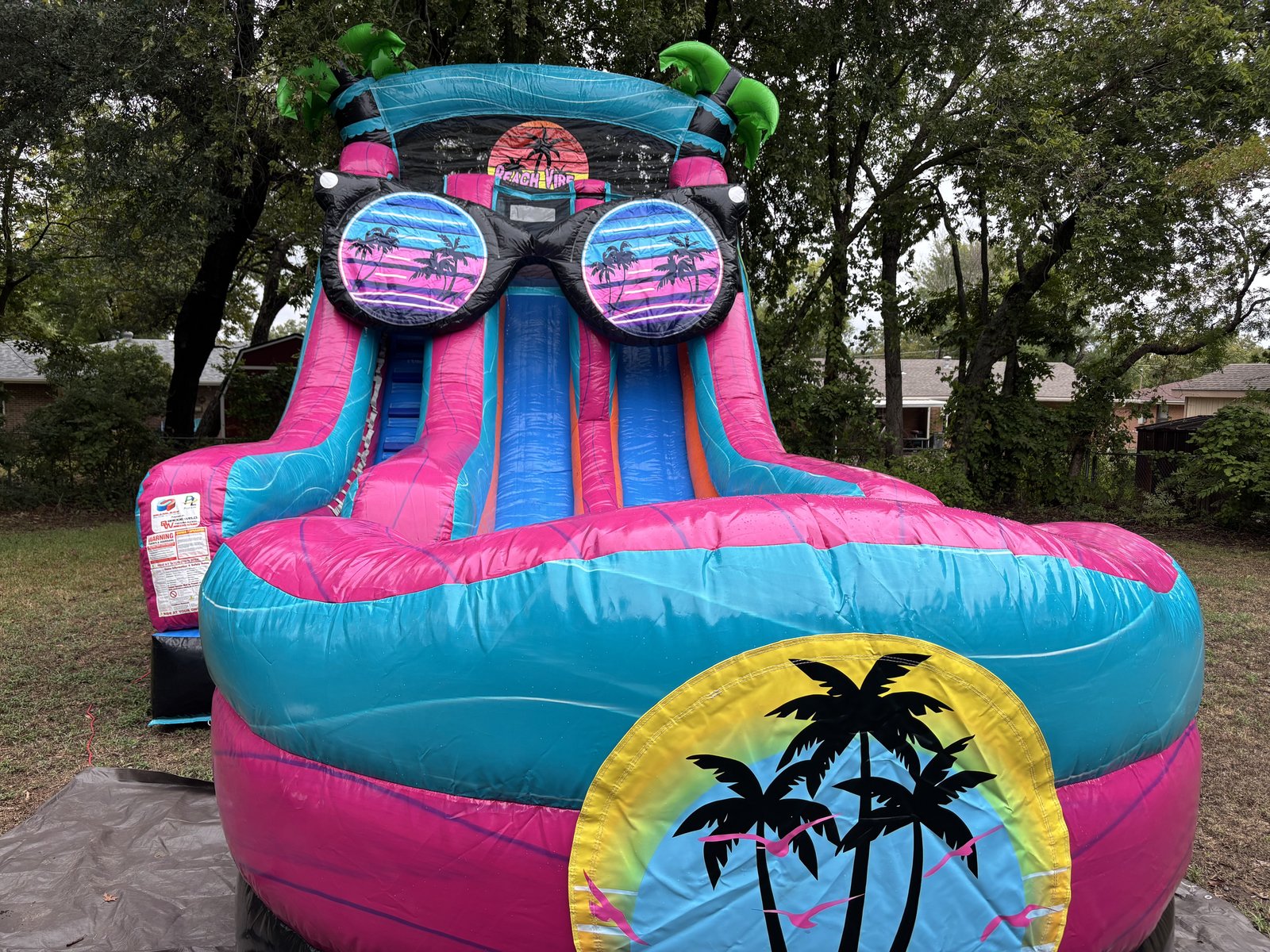 Beach Vibes dual-lane water slide set up for a party in Denison, TX